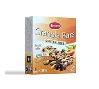 Emco - Barritas de Cereales - Pack de 5 Barritas - Sin Gluten - Barritas de Granola con Mix de Frutas - 28 g - Formatos Individuales - Fuente de Energía, Fibra y Proteinas