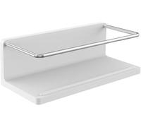 Emco Cesta de ducha redonda sin taladrar para montaje en pared, estante de ducha para pegar o atornillar de metal, estantería de ducha para utensilios de baño en blanco mate, cesta de pared