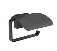 EMCO Cue Portarrollos de Papel higiénico con Forma distintiva para Montaje en Pared, Soporte de Metal Negro con Tapa