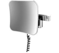 Emco Espejo de Afeitado y Maquillaje LED, Aumento 5 Veces, Angular, Brazo de Doble articulación, Cable en Espiral, Enchufe, 109513351, Color: Negro
