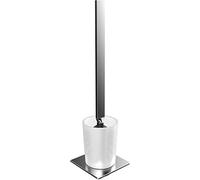 Emco Juego de escobilla de baño Art con Recipiente de Cristal Satinado, Mango, Modelo de Pared, Cromado, Metal, Gris, Talla única