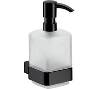 Emco Loft 52113301 - Dispensador de jabón líquido (Cabezal de plástico Negro, Recipiente de Cristal Satinado, Altura 160 mm, Ancho 70 mm), Normal