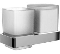emco Loft - Portavasos Doble de Cristal, Vaso para cepillos de Dientes en Cromo, Montaje en Pared, Accesorio de baño, Moderno, Elegante, práctico como Accesorio de Ducha