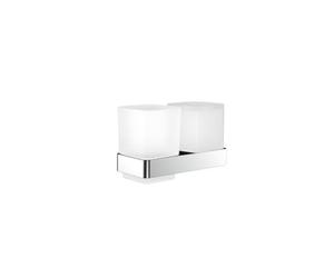 emco Loft - Portavasos Doble de Cristal, Vaso para cepillos de Dientes en Cromo, Montaje en Pared, Accesorio de baño, Moderno, Elegante, práctico como Accesorio de Ducha