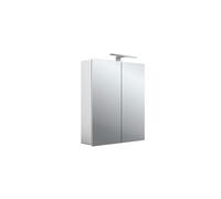 emco mee Armario con espejo con iluminación LED, aluminio, 2 puertas, modelo de superficie, luz LED, 600mm, 949805050