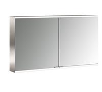 emco prime 2 Armario con espejo iluminado, 1200 mm, 2 puertas, con paredes laterales espejadas, modelo de superficie, 949706246, Color: aluminio/espejo