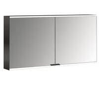 emco prime 2 Armario con espejo iluminado, 1300 mm, 2 puertas, con paredes laterales de espejo, modelo de superficie, 949713547, Color: negro/espejo