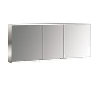 emco prime 2 Armario con espejo iluminado, 1600 mm, 3 puertas, con paredes laterales de espejo, modelo de superficie, 949706348, Color: aluminio/blanco