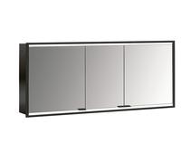 emco prime 2 Armario con espejo iluminado, 1600 mm, 3 puertas, modelo emportado, 949713558, Color: negro/espejo