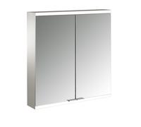 emco prime 2 Armario con espejo iluminado, 600 mm, 2 puertas, con paredes laterales espejadas, modelo de superficie, 949706323, Color: aluminio/blanco