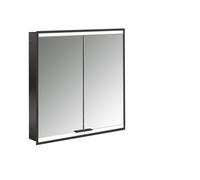 emco prime 2 Armario con espejo iluminado, 600 mm, 2 puertas, modelo emportado, 949713533, Color: negro/espejo