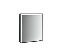 emco prime 3 armario con espejo, 600mm, 1 puerta con tope a la izquierda, modelo empotrado, 949714400, Versión: Negro/espejado - paneles laterales acristalados en negro/panel trasero de cristal espeja