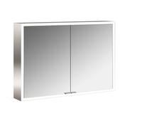 emco prime Armario con espejo iluminado, 1000 mm, 2 puertas, con paredes laterales espejadas, modelo de superficie, 949706383, Color: aluminio/blanco
