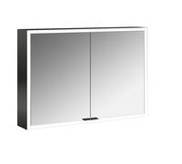 emco prime Armario con espejo iluminado, 1000 mm, 2 puertas, con paredes laterales espejadas, modelo de superficie, 949713583, Color: negro/espejo