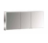 emco prime Armario con espejo iluminado, 1600 mm, 3 puertas, con paredes laterales de espejo, modelo de superficie, 949706386, Color: aluminio/blanco