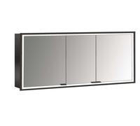 emco prime Armario con espejo iluminado, 1600 mm, 3 puertas, modelo emportado, 949713596, Color: negro/espejo