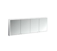 emco prime Armario con espejo iluminado, 1800 mm, 4 puertas, con paredes laterales de espejo, modelo de superficie, 949706388, Color: aluminio/blanco