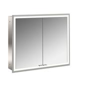 emco prime Armario con espejo iluminado, 800 mm, 2 puertas, modelo emportado, 949706372, Color: aluminio/blanco