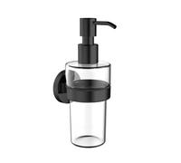 EMCO Round C Dispensador de jabón líquido para Montaje en Pared, dispensador de jabón con Bomba dosificadora para Pegar o atornillar, Color Negro