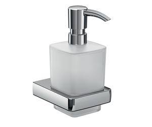 emco tendencia dispensador de jabón líquido, recipiente de cristal satinado, bomba dosificadora de plástico, cromado, 022100100