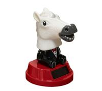Emdvsco Estatua de caballo con la cabeza de caballo con la cabeza de caballo para coche, funciona con energía solar, estatua para tablero de coche, camión, sedán, camioneta, SUV, estante, decoración