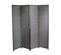 EME Biombo Color Nogal Separador de Ambientes con 4 Paneles 180x180 cm Separador de Estancias de Madera en Color Nogal Biombo Plegable Decoración Biombo de Mimbre
