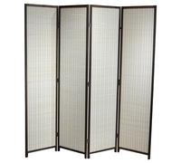 EME Biombo Marco Nogal 4 Paneles 180x180 cm Plegable Separador de Ambientes y Estancias de Madera de Nogal Decoración Fácil Plegado y Estructura Resistente