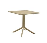 EME Mesa Italia En Color Arena. Estructura Fabricada Polipropileno. Diseño Ligero. Altura 74cm y un Tablero de 80cm x 80cm. Ideal para Uso en Hostelería.