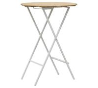 EME Mesa Mallorca Redonda Blanca. Mesa Alta Plegable Apta para Interior y Exterior. Fabricación en Acero y Tablero de Polipropileno imitación Madera. 80x110cm