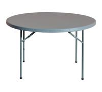 EME Mesa Redonda Plegable para Eventos Color Gris Oscuro de Dimensión 120cm Material Polietileno de Alta Densidad Apta para Eventos de Interior y Exterior