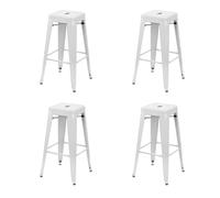 EME Pack 4 Taburetes Alto Metálico de Acero Galvanizado. Taburete Metálico Apilable de 76x43x43cm Ideal para Usar en Interior y Exterior. Incluye 4 Unidades. (Blanco)