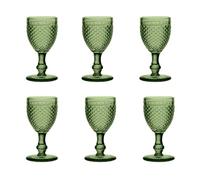 EME Set 6 Copas Cristal Tallado, Color Verde 27cl | Juego 6 Copas Diseño Tallado en Picos, ideal para Eventos y Hostelería,