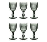 EME Set Copas Cristal Color Gris Tallado en picos de Color. Juego de Copas ideales para Eventos y Decoración. Incluye 6 unidades. Cristal Tallado Resistente.