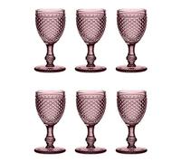 EME Set Copas Cristal Color Rosa Tallado en picos de Color. Juego de Copas ideales para Eventos y Decoración. Incluye 6 unidades. Cristal Tallado Resistente.
