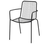 EME Silla de Jardín Menorca Color Negro - Estructura Resistente y Duradera Fabricada en Acero. Diseño Industrial. Apta para Usar Tanto en Interior como en Exterior. Apilable.