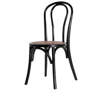 EME Silla Thonet En Color Negro Fabricada con Fibras 100% Naturales Color Negro. Incluye 1 Unidad. Silla de Ratán Apilable Ideal para Usar en Comedor, Eventos y Hostelería