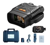 EMEBAY - Prismáticos de visión nocturna 1080P con tarjeta TF 64GB + caja rígida, zoom digital 10X, alcance visual 800M, pantalla IPS HD de 2.8", batería recargable, gafas digitales