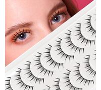 EMEDA - 10 pares de pestañas manga de 5 estilos mixtos de anime, 100% hechas a mano, banda transparente, pestañas de manga de aspecto natural, pestañas de manga con puntas, pestañas híbridas finas