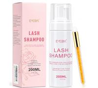 EMEDA 200ml Champú para extensiones de pestañas con cepillo suave espuma limpiadora sin aceite y sin parabenos - limpieza delicada para pestañas postizas y clusters, uso en salón y en casa
