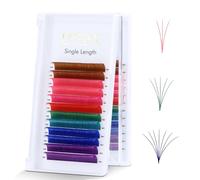 EMEDA Extensiones de Pestañas 8 Colorido 13mm D Curl Easy Fan Pestañas Extensiones 2D 3D 5D Blanco Rose Rosa Rojo Verde Esmeralda Azul PÚRpura Pestañas Volumen Ruso Eyelash Extensions (0.07 D 13mm)