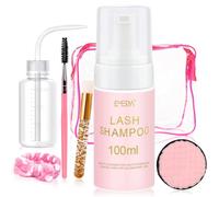EMEDA kit de champú para pestañas 100ml/3.38oz Shampoo para extensiones de pestañas cepillo de pestañas, cinta para el pelo, frasco de aclarado Sin aceite kit de limpieza de pestañas
