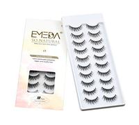 EMEDA Pestañas Naturales 10 Pares, Mullidas 3D 100% Artesanales, Dramáticas Para El Maquillaje, Set De False Eyelashes Cateye Lashes (A12)
