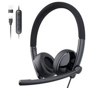 EMEET HS50 - Cascos con Microfono, Auriculares con Cable Supraaurales para Computadora con Micrófono con Cancelación de Ruido, USB-A/USB-C, Diseño Ajustable, Control en Línea para Equipos de