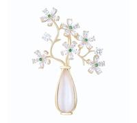 EMEGCY Broche de flores de diamantes de imitación de cristal austriaco, chapado en oro de 18 quilates, broche de solapa, joyería para el día de la madre, regalos de cumpleaños para mamá y esposa