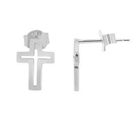 Emely - Pendientes de cruz, plata de ley 925, plata 925/rodiada
