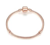 EMEM - Pulsera de serpiente para charms chapada en oro rosa, cierre a presión GM05, 18cm, Latón chapado en oro rosa