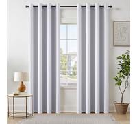 EMEMA Cortinas Blackout Moderno 2 Pieza 140x175 CM Gris Blanco Dormitorio Cortinas Habitación Anti-Resplandor con Ojales Resistente Suave Dormitorio Blackout Cortinas Térmicas Blackout Cortina