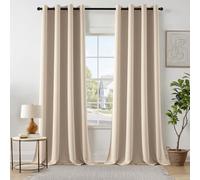 EMEMA Cortinas de color beige claro opacas con ojales, 245 cm de largo, suaves cortinas opacas para habitaciones, juego de 2 unidades, para salón, dormitorio, cortinas opacas con ojales, cada una de