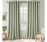 EMEMA Cortinas opacas con ojales, 245 cm de largo, color verde salvia, cortinas opacas para habitaciones, 2 unidades, para salón, dormitorio, cortinas opacas con ojales, cada una de 245 x 200 cm