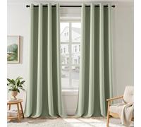 EMEMA Cortinas opacas con ojales, 280 cm de largo, color verde salvia, cortinas opacas para habitaciones, 2 unidades, para salón, dormitorio, cortinas opacas con ojales, cada una de 280 x 140 cm